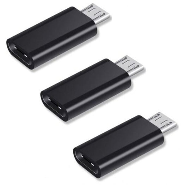 3 Pcs Type C Usb To Micro Adapter Converter Data Sync Charging Connector Black Cables & Adapters