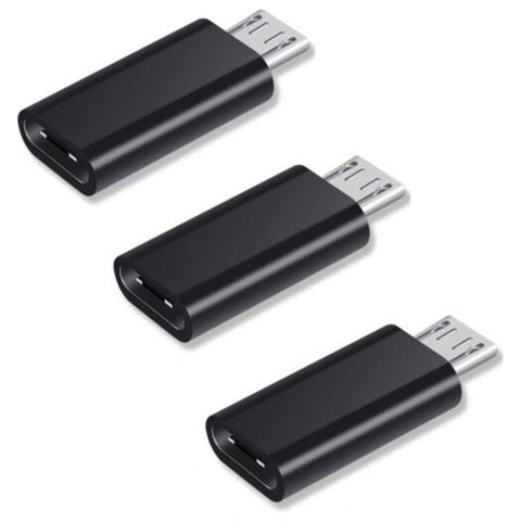 3 Pcs Type C Usb To Micro Adapter Converter Data Sync Charging Connector Black Cables & Adapters