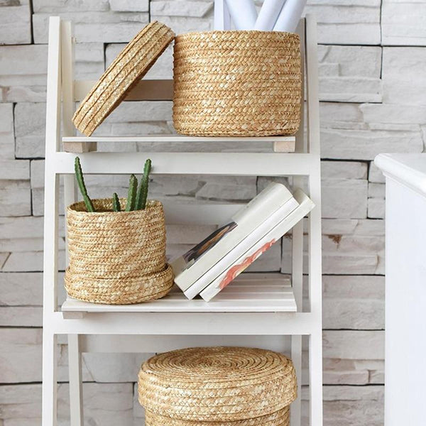 Woven Basket Set Boho Decor Storage Solutions Baskets
