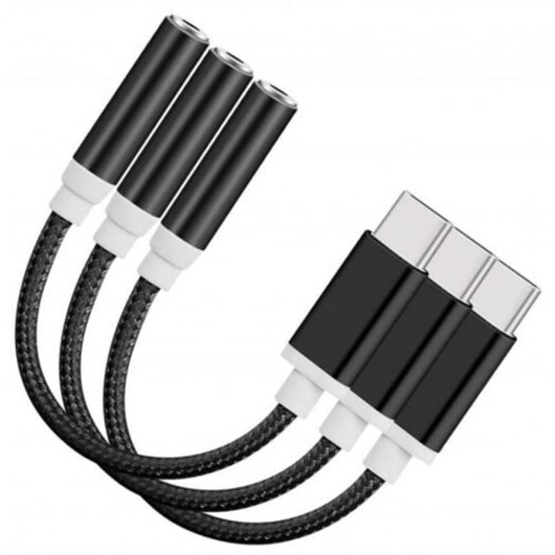 3 Pcs Usb Type C To 3.5Mm Female Stereo Audio Headphone Jack Adapter Cable Black Cables & Adapters