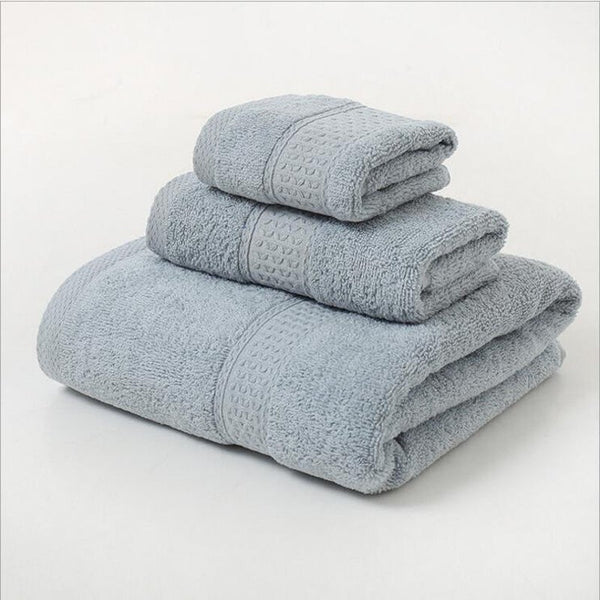 3 Piece Towel Sets Bath Face Hand Sky Blue Towels & Washcloths
