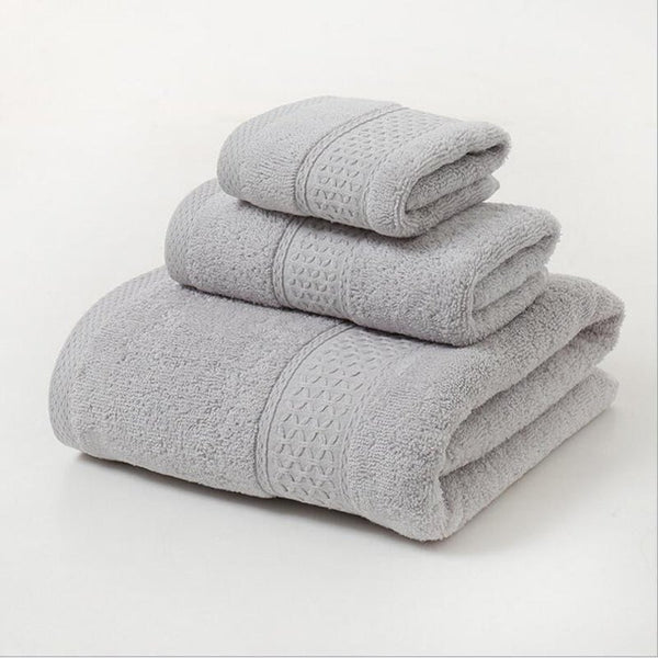 3 Piece Towel Sets Bath Face Hand Light Grey