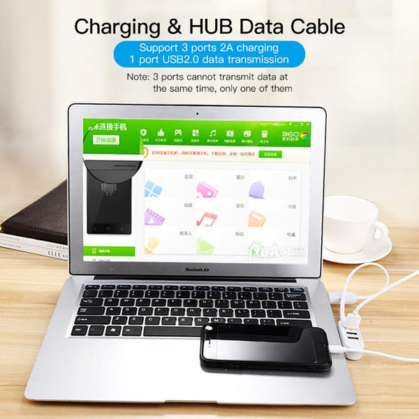 3 Port Usb 2.0 Hub Cable Data Transfer Device Charging Adapter 1.2M Usb Cables Hubs & Adapters