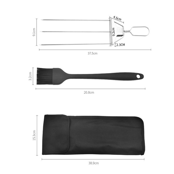 Barbecue Tools 3 Prong Skewer Stick Needles Kebab Way Forks Stainless Steel Barbecue Grill