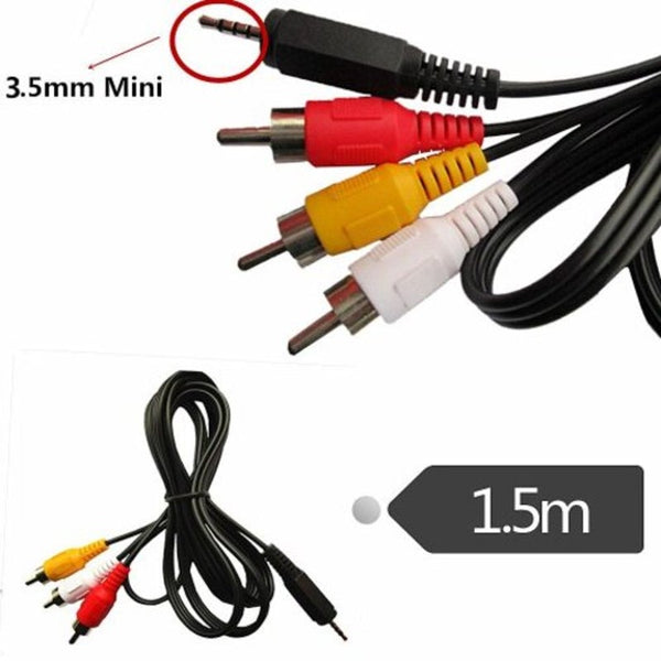 3 Rca Adapter High Quality 3.5 To Male Audio Video Av Cable Wire Cord Black Video Cables & Adapters