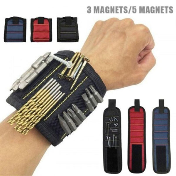 3 Rows Or 5 Adsorption Screw Magnetic Wrist Band Tool Kit Multi Accessories Carrying Bag Blue