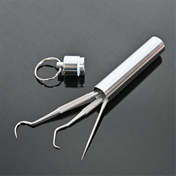 3 Sets Outdoor Portable Toothpick Stainless Steel And Holder Rust Resistance Pick Tools Other Camping Hygiene