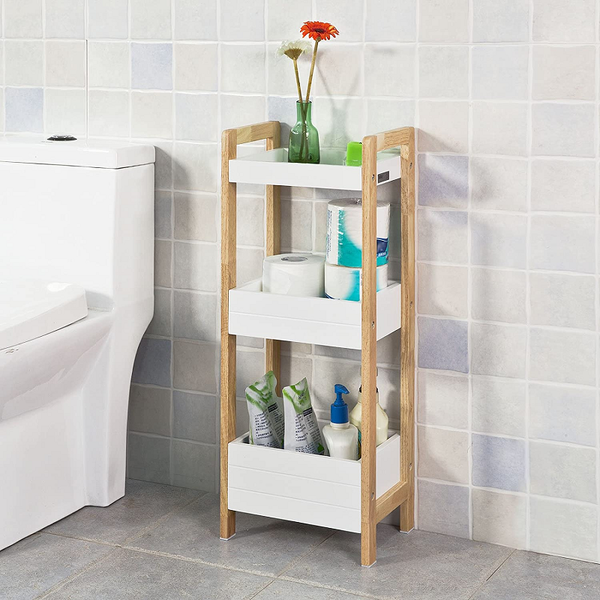 3 Tier White Storage Bathroom Shelf Shelves