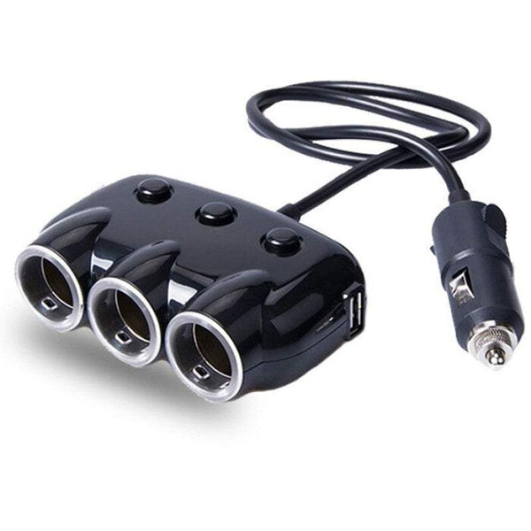 Dual Usb Port 3 Way Car Cigarette Lighter Universal Power Adapter Socket Chargers & Cradles