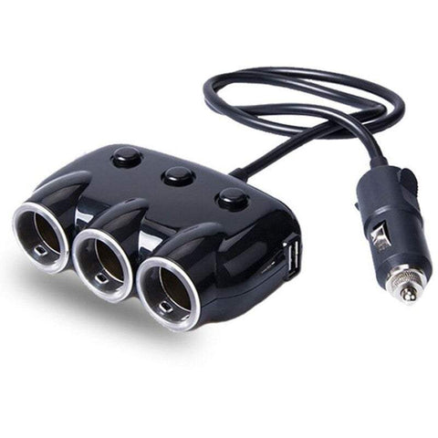 Dual Usb Port 3 Way Car Cigarette Lighter Universal Power Adapter Socket Chargers & Cradles