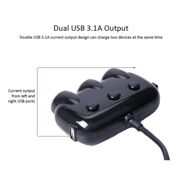 Dual Usb Port 3 Way Car Cigarette Lighter Universal Power Adapter Socket Chargers & Cradles