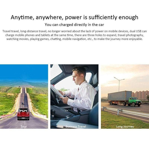 Dual Usb Port 3 Way Car Cigarette Lighter Universal Power Adapter Socket Chargers & Cradles