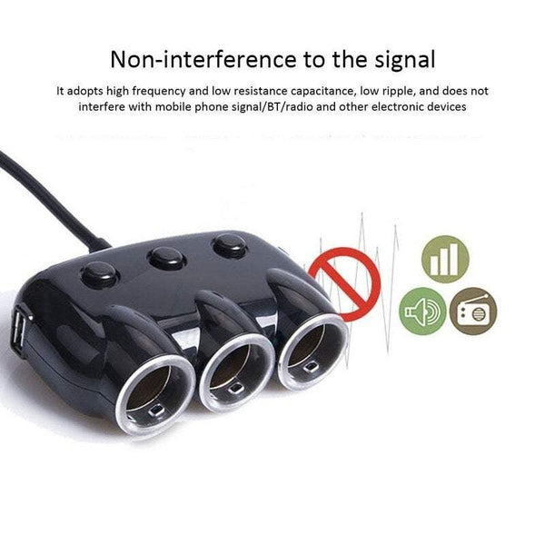 Dual Usb Port 3 Way Car Cigarette Lighter Universal Power Adapter Socket Chargers & Cradles