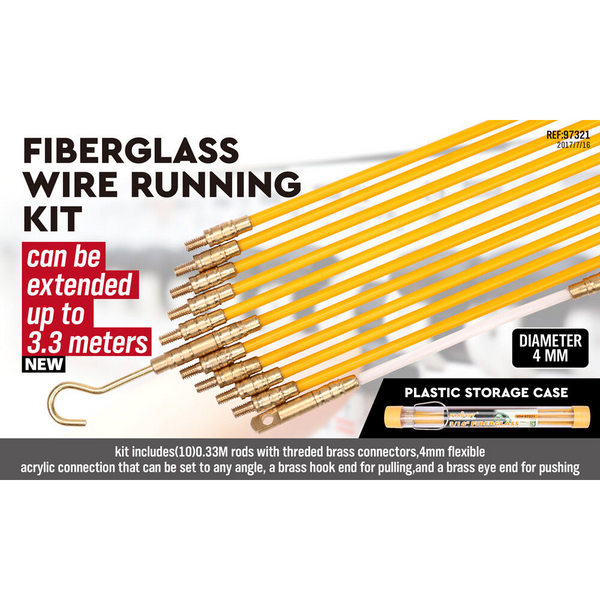 Horusdy 3.3M # 4Mm Fibreglass Electricians Push Pull Rods Cable Cavity Contractors Duct Other Watering Equipment