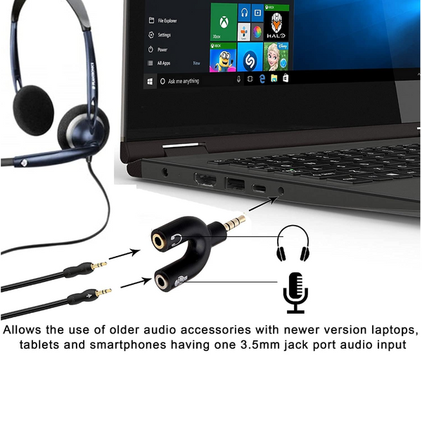 3.5Mm Jack To Audio Mic Adapter Headset Aux Stereo U Splitter Kit White Audio Cables & Adapters