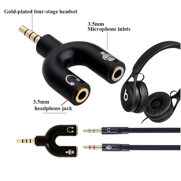 3.5Mm Jack To Audio Mic Adapter Headset Aux Stereo U Splitter Kit White