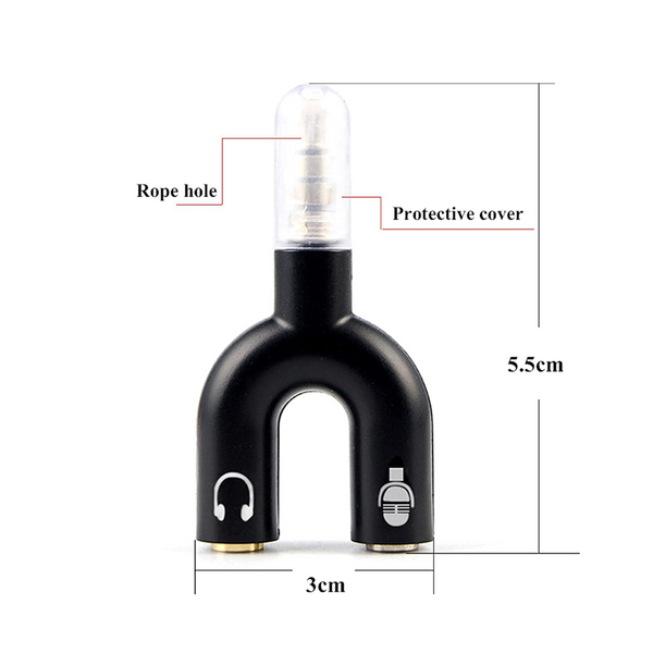 3.5Mm Jack To Audio Mic Adapter Headset Aux Stereo U Splitter Kit White Audio Cables & Adapters