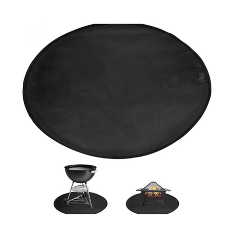 30 Inch Black Fireproof Mat For Pit And Bbq Silicone Coated Fireplace & Stove Accessories