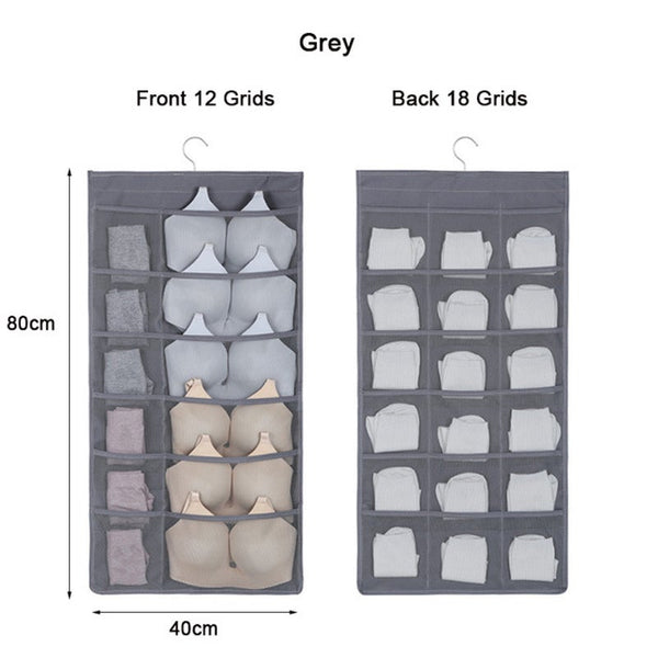 30 Pockets Hanging Organiser Grey Hanging Closet Storage