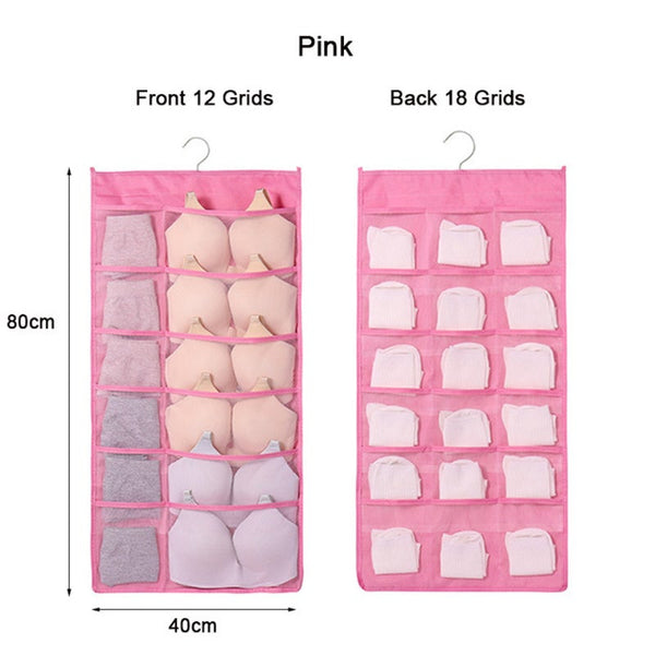 30 Pockets Hanging Organiser Pink