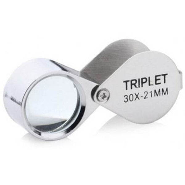 30 X 21Mm Stainless Steel Jade Jewelry Identification Magnifying Glass Silver Loupes Magnifiers