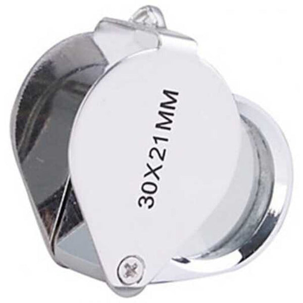 30 X 21Mm Stainless Steel Jade Jewelry Identification Magnifying Glass Silver Loupes Magnifiers