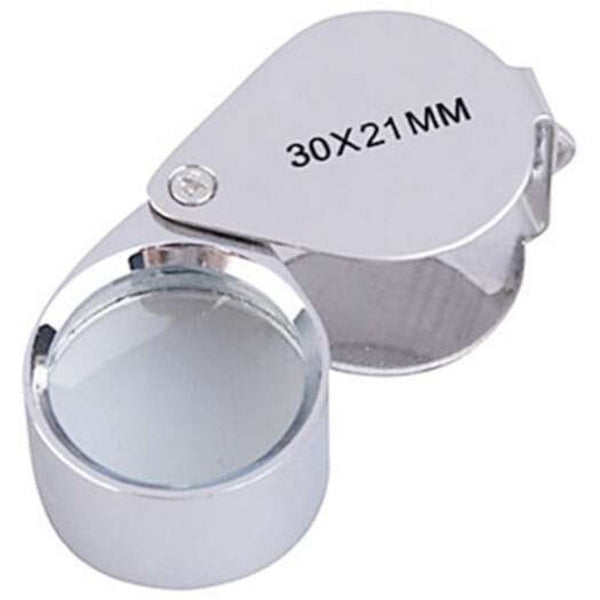 30 X 21Mm Stainless Steel Jade Jewelry Identification Magnifying Glass Silver Loupes Magnifiers