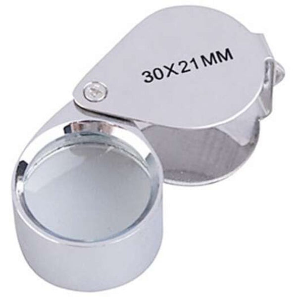 30 X 21Mm Stainless Steel Jade Jewelry Identification Magnifying Glass Silver