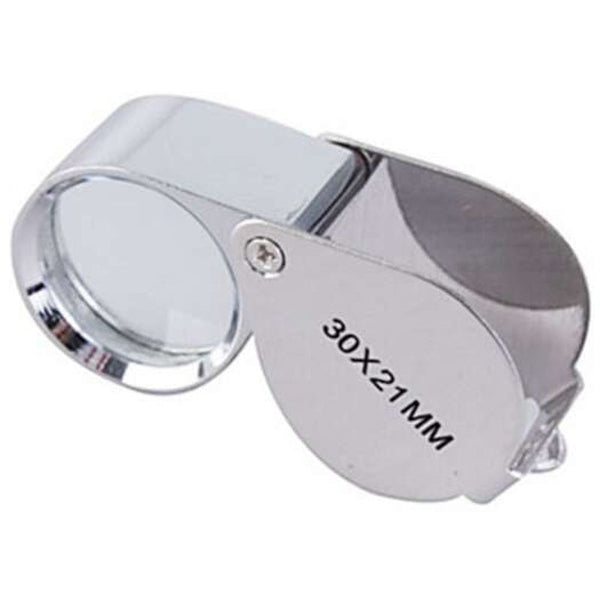 30 X 21Mm Stainless Steel Jade Jewelry Identification Magnifying Glass Silver Loupes Magnifiers
