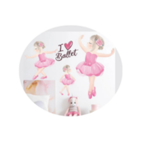 Cartoon Dance Girl Kitty Butterfly Wall Decal Paper Room Home Stickers Cute Ballet Decoration For Bedroom Wall Stickers