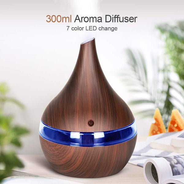 Air Diffusers 300Ml Wood Grain Usb Electric Aroma