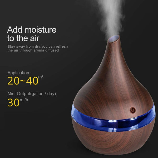 Air Diffusers 300Ml Wood Grain Usb Electric Aroma Aromatherapy