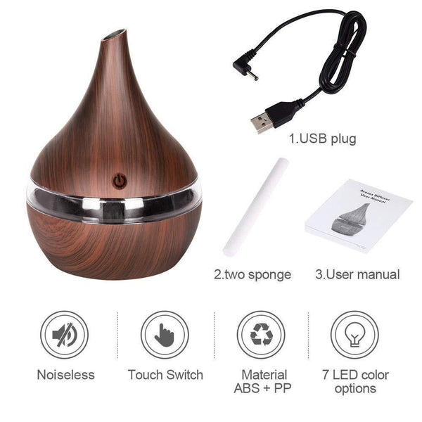 Air Diffusers 300Ml Wood Grain Usb Electric Aroma Aromatherapy
