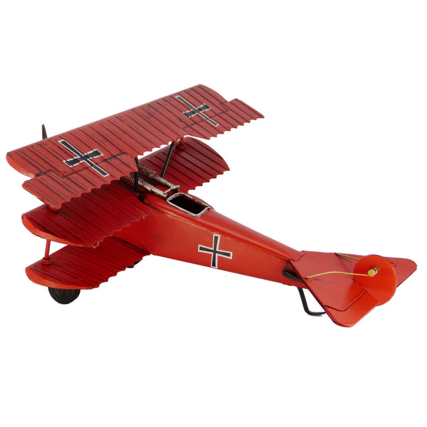 Red Baron Plane Handmade Metal Ornament 37.5 Centimetres Colour Figurines