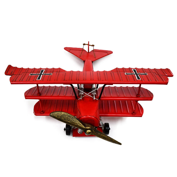 Red Baron Plane Handmade Metal Ornament 37.5 Centimetres Colour Figurines