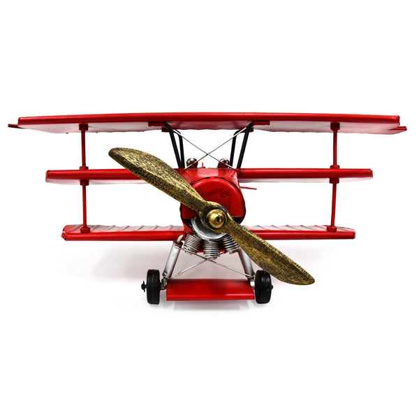 Red Baron Plane Handmade Metal Ornament 37.5 Centimetres Colour Figurines