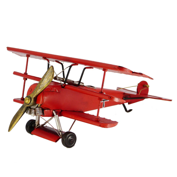 Red Baron Plane Handmade Metal Ornament 37.5 Centimetres Colour Figurines