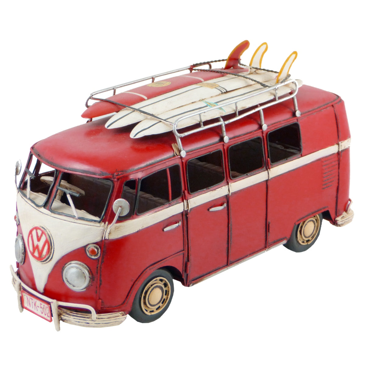 Volkswagen Kombi Van Ornament Red Handmade Metal 32Cm Figurines