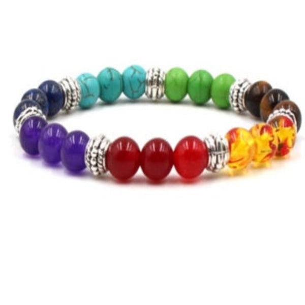 Veile Studios Natural Stone Colourful Chakra Energy Yoga Bracelet Fashion Jewellery Bracelets