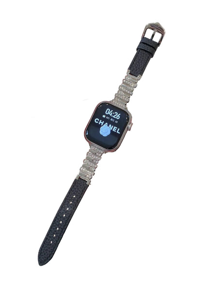 Irregular Rhinestone Embellished Leather Strap For Apple Watch 4/5/6/7/8/9/S10 Band Watch Bands