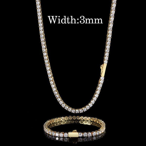 Veile Studios Zircon Tennis Chain Set 16 To 24 Inch Necklace 79 Bracelet Gold Plating Necklaces & Pendants