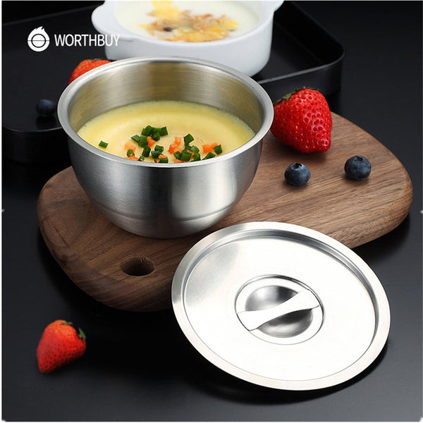 304 Stainless Steel Egg Boiler Bowl For Kids Poacher With Lid Steamed Maker Kitchen Cooker Tools Egg Poachers