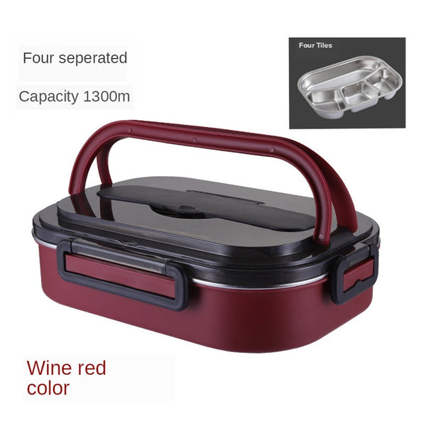Lunch Box 304 Stainless Steel Leak Proof 1300Ml Adult Office Student School Wild Camping Food Container