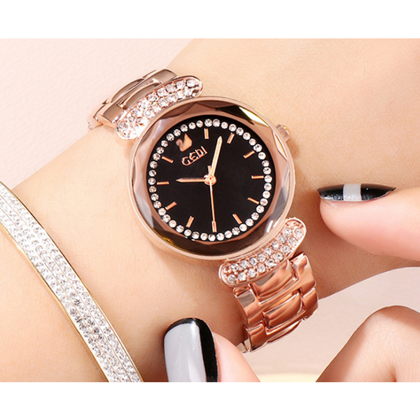Veile Studios Stainless Steel Women Quartz Watch Diamond Rose Gold Female Wrist Watches