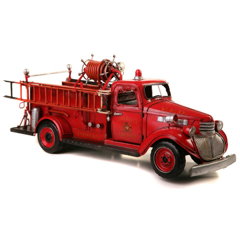 Chevy Fire Truck Ornament Red Handmade Metal Decorative Piece 45 Centimetres Figurines