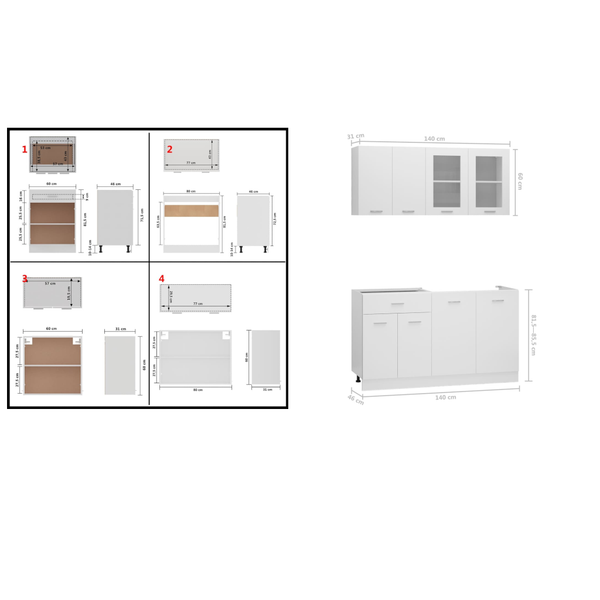 Vidaxl 4 Piece Kitchen Cabinet Set White Engineered Wood Kitchen Cabinet Doors And Fronts