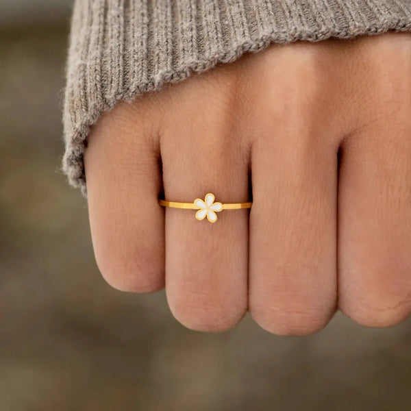 925 Sterling Silver Enamel Flower Ring Rings