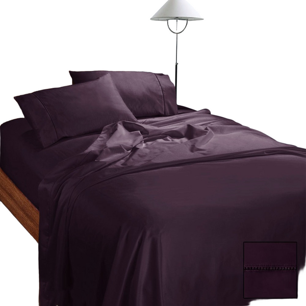 Ramesses 1100Tc Egyptian Cotton Sateen Sheet Set Eggplant Sheets
