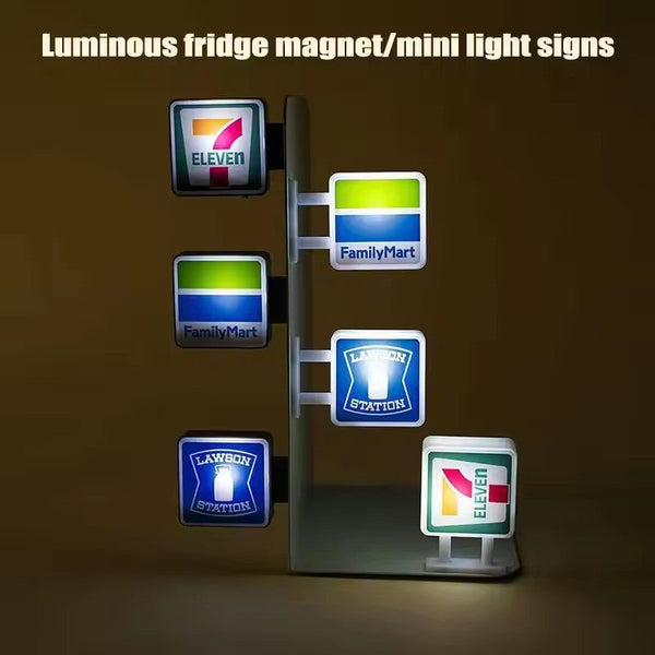 Convenience Store Refrigerator Sticker Can Magnetically Attract Lawson 711 Family Lightbox Toy Model Illuminated Refrigerator Magnets