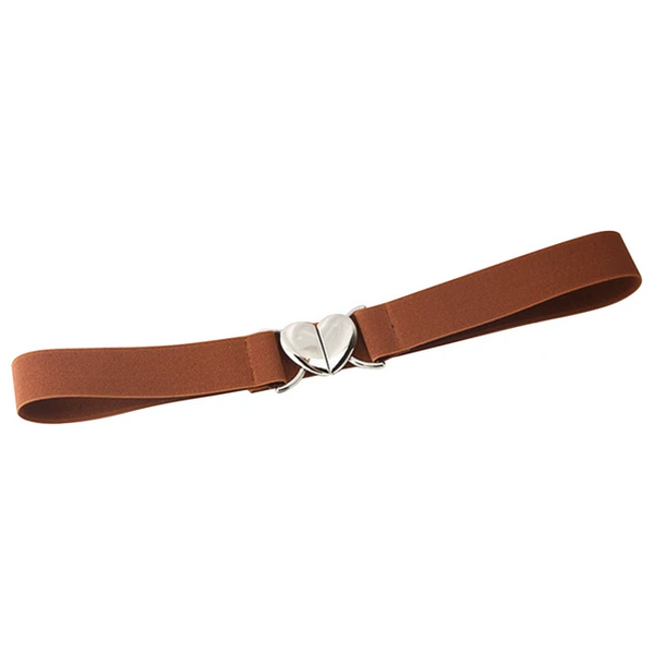 Trendy Thin Elastic Stretch Waistband Female Love Heart Metal Buckle Belt For Women Cinch Coat Dress Seal Belts Accessory Dresses